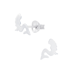 Silver Mermaid Stud Earrings - 4925