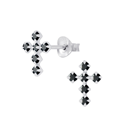 Silver Cross Crystal Stud Earrings - Wholesale - 5116 Silver Cross Crystal Stud Earrings - Wholesale - 5116