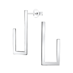 Silver Geometric Stud Earrings - 4934