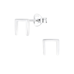 Silver Geometric Stud Earrings - 4733