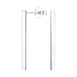 Silver Bar Stud Earrings - 5017