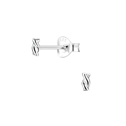 Silver Twist Bar Stud Earrings - 4954