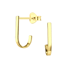 Silver Rectangular Stud Earrings - 5584