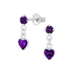 Silver Heart Drop Earrings - Wholesale - 2645