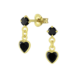 Silver Heart Drop Earrings - Wholesale - 2647
