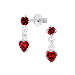 Silver Heart Drop Earrings - 2645