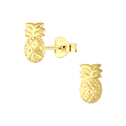 Silver Pineapple Stud Earrings - 4449
