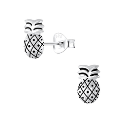 Silver Pineapple Stud Earrings - 9474