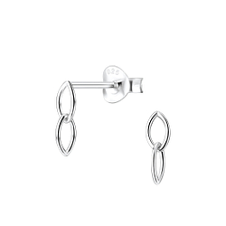 Silver Double Marquise Stud Earrings - 7577 Silver Double Marquise Stud Earrings - 7577