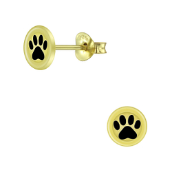 Silver Paw Print Stud Earrings - Wholesale - 5399 Silver Paw Print Stud Earrings - Wholesale - 5399