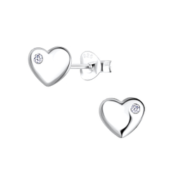 Silver Heart Stud Earrings - 4546