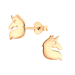 Silver Unicorn Stud Earrings - 6481