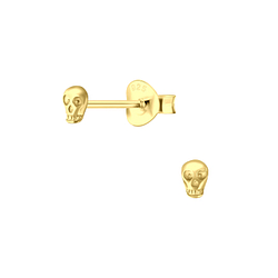 Silver Skull Stud Earrings - 4896