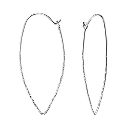 Silver Long Wire Hoop Earrings - 7783