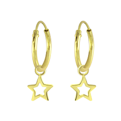 Silver Star Charm Hoop Earrings - 4737