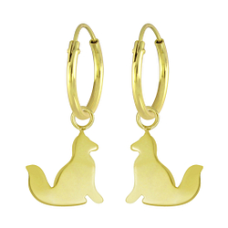 Silver Fox Charm Hoop Earrings - 5009