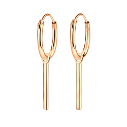 Silver Bar Charm Hoop Earrings - 4990