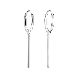 Silver Bar Charm Hoop Earrings - 4982 Silver Bar Charm Hoop Earrings - 4982