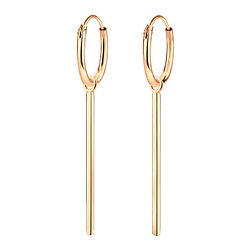 Silver Bar Charm Hoop Earrings - 4993