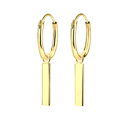Silver Bar Charm Hoop Earrings - 4971 Silver Bar Charm Hoop Earrings - 4971