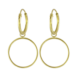 Silver Circle Charm Hoop Earrings - 5000