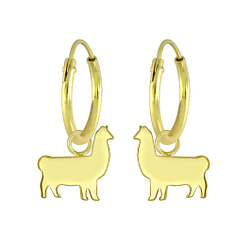 Silver Llama Charm Hoop Earrings - 5758