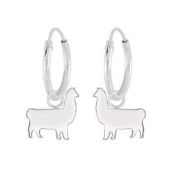 Silver Llama Charm Hoop Earrings - 4957