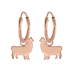 Silver Llama Charm Hoop Earrings - 5743