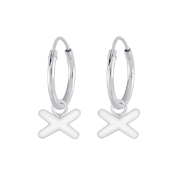 Silver Cross Charm Hoop Earrings - 4731