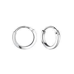 12mm Silver Square Tube Hoop Earrings - 1927