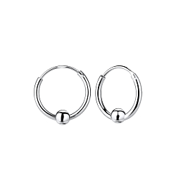 12mm Silver Ball Hoop Earrings - 1618