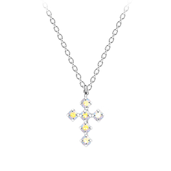 Silver Cross Crystal Necklace - 5161