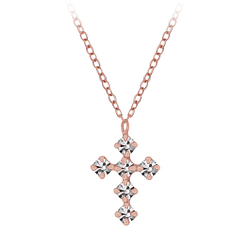 Silver Cross Crystal Necklace - Wholesale - 5164
