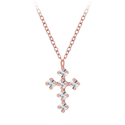 Silver Cross Crystal Necklace - 5164