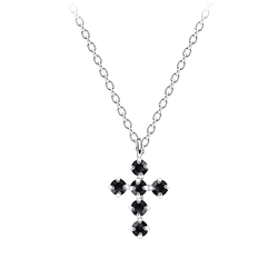Silver Cross Crystal Necklace - 5161