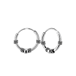 12mm Silver Bali Hoop Earrings - 5448