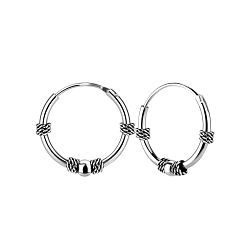 14mm Silver Bali Hoop Earrings - 5449