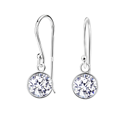 7mm Round Cubic Zirconia Silver Earrings - 5126