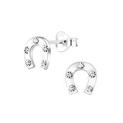 Silver Horseshoe Stud Earrings - 5139