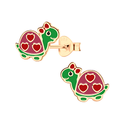 Silver Turtle Stud Earrings - 4565