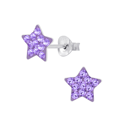 Silver Crystal Star Stud Earrings - 4806 Silver Crystal Star Stud Earrings - 4806