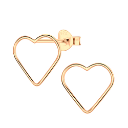 Silver Heart Stud Earrings - 4826