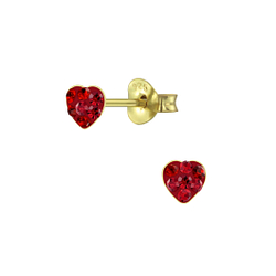 Silver Heart Crystal Stud Earrings - 5576