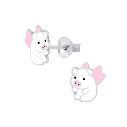 Silver Flying Pig Stud Earrings - 5327 Silver Flying Pig Stud Earrings - 5327