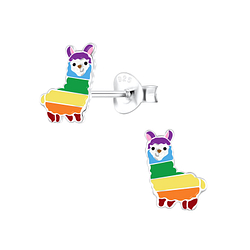 Silver Alpaca Stud Earrings - 4588