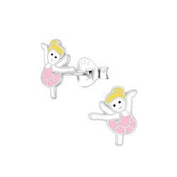 Silver Ballerina Stud Earrings - 4256