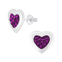 Silver Heart Stud Earrings - 5341