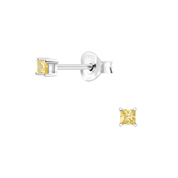2mm Square Cubic Zirconia Silver Stud Earrings - Wholesale - 5593