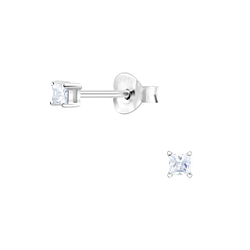 2mm Square Cubic Zirconia Silver Stud Earrings - Wholesale - 5593 2mm Square Cubic Zirconia Silver Stud Earrings - Wholesale - 5593