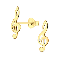 Silver G Clef Stud Earrings - 6231